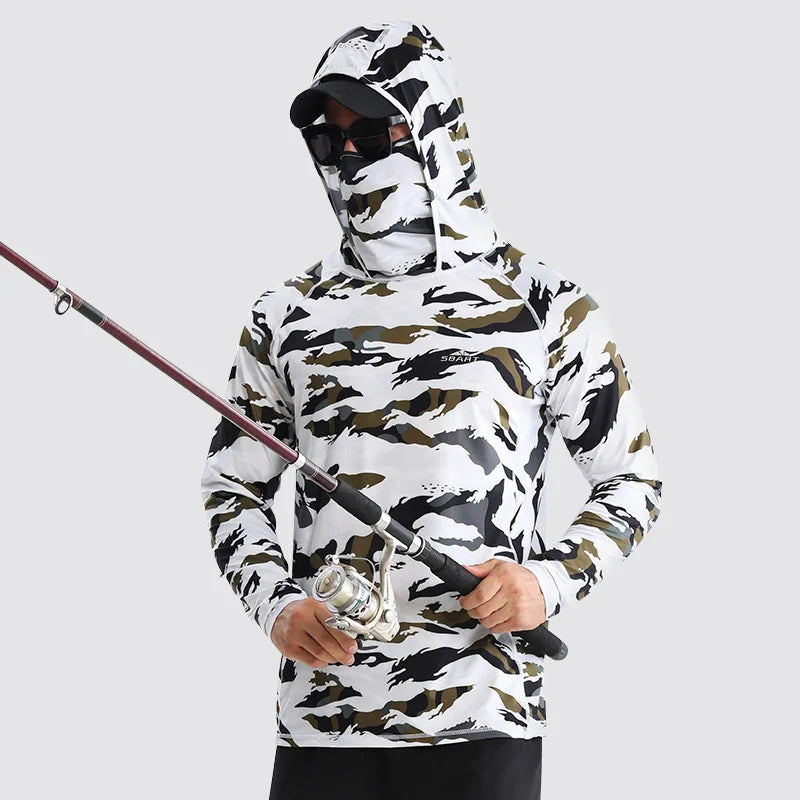 Outdoor Fishing Sunscreen Clothes Ice Feel Hooded Sunscreen Clothes UV Resistant Quick Drying Loose Coat Fishing Clothes