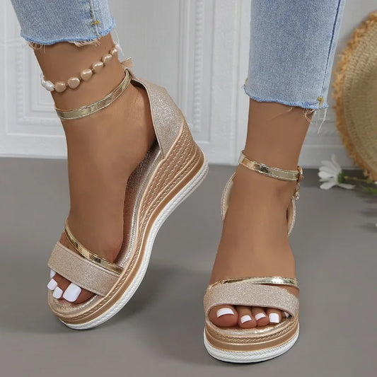 2024 New Summer Women Wedges Sandals Fashion Solid Color Shoes for Women High Heels Platform Designer Sandals Zapatos De Mujer
