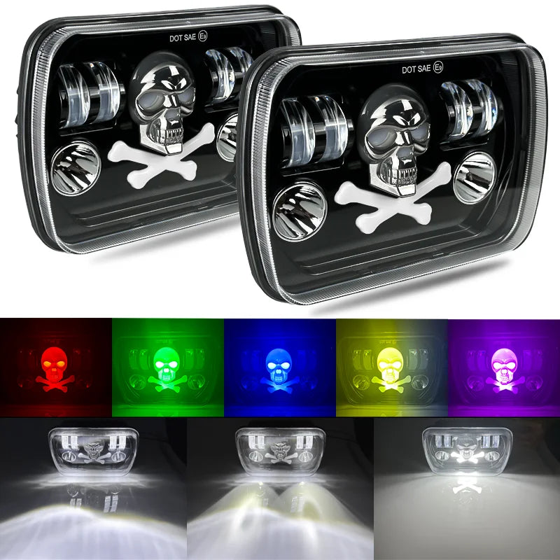 7x6'' 5X7 Inch Square Led Headlight Hi-Lo Beam Halo For Jeep Wrangler Motorcycle Car Off-road Truck