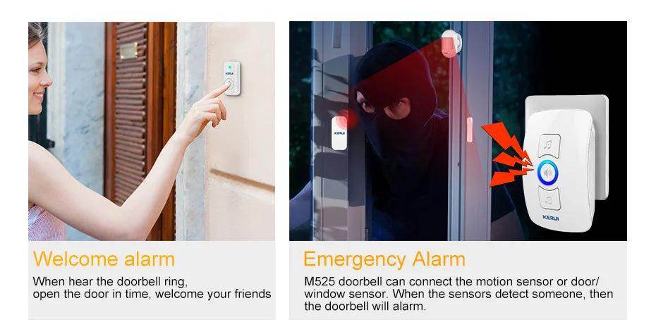 Doorbell Wireless | 60 Tunes, 500ft, IP55/IP66, LED Flash - P12 Hub Europe