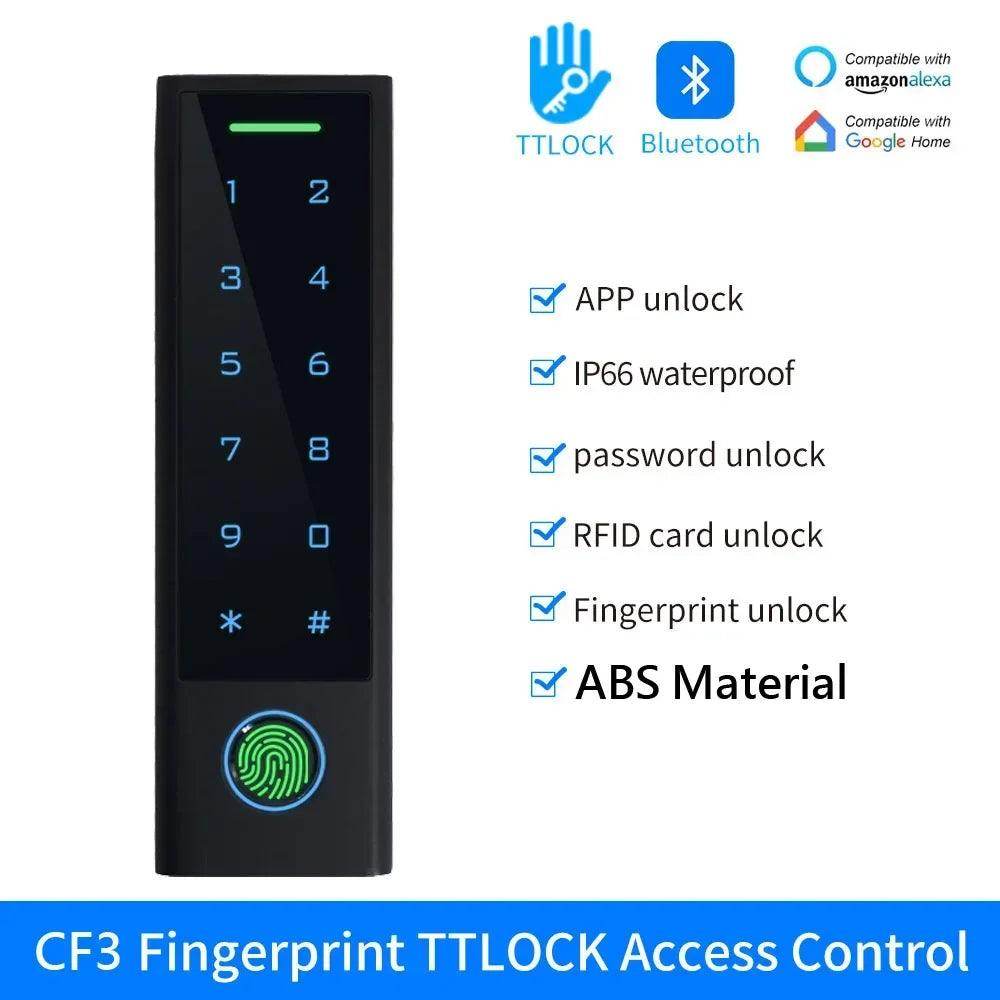 Lock App Access Control Keypad IP66, Fingerprint/Card/PIN, Bluetooth, Alexa/Google - P12 Hub Europe