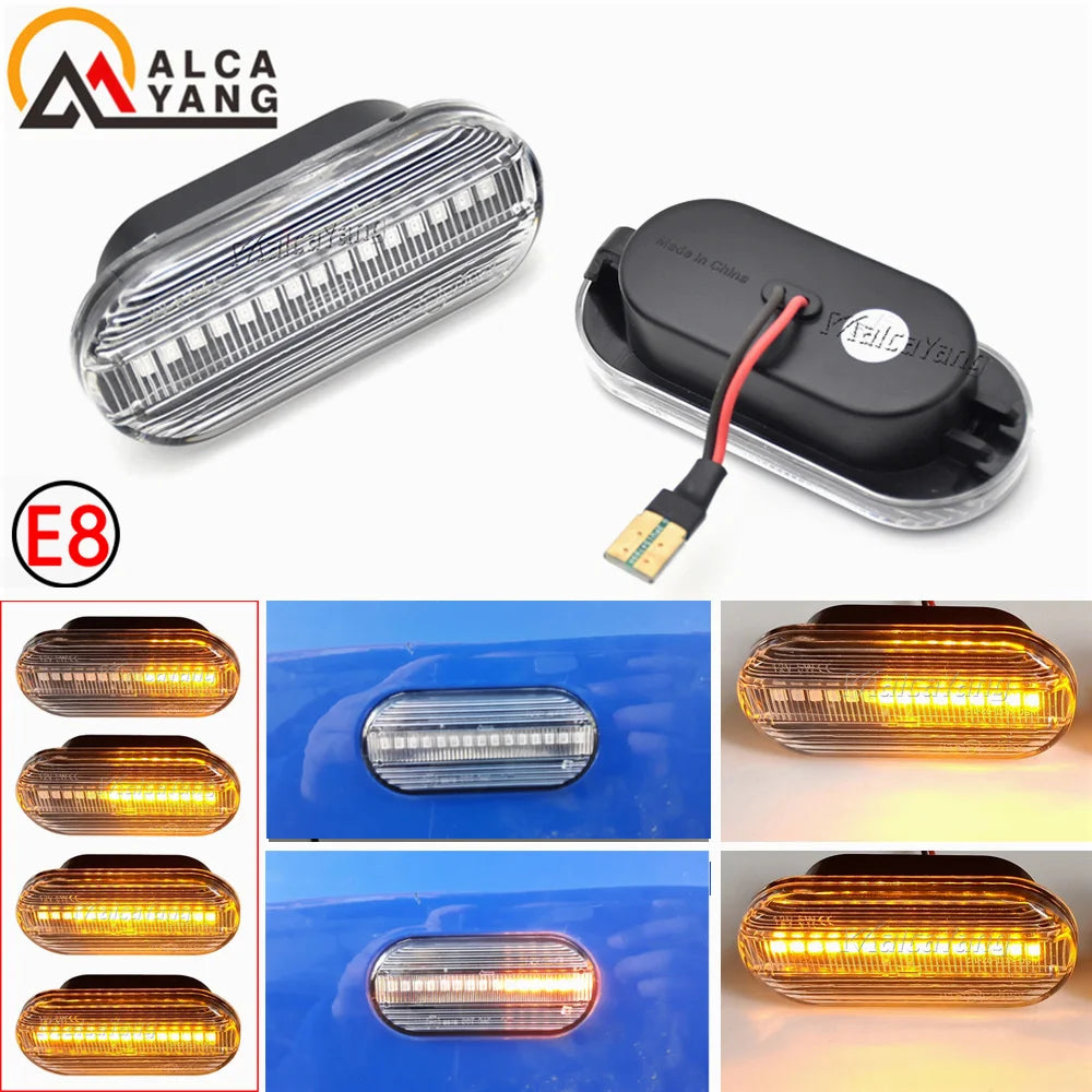 2pc Dynamic Led Turn Signals Side marker light Lamp for VW Volkswagen Bora Golf 3/4 Passat 3B Polo 6N Sharan Vento T5 SEAT Ibiza
