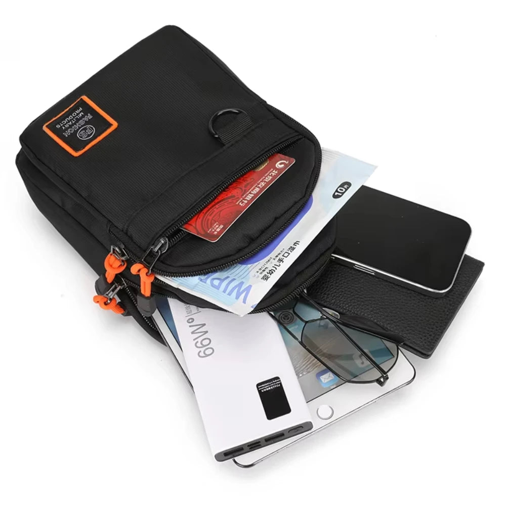 Casual men's crossbody bag Oxford cloth waterproof material sports fitness chest bag cell phone change documents storage bags