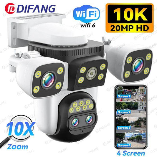 Outdoor Camera 10K WiFi6, 4-Lens, 10X Zoom, Color Night, AI - P12 Hub Europe