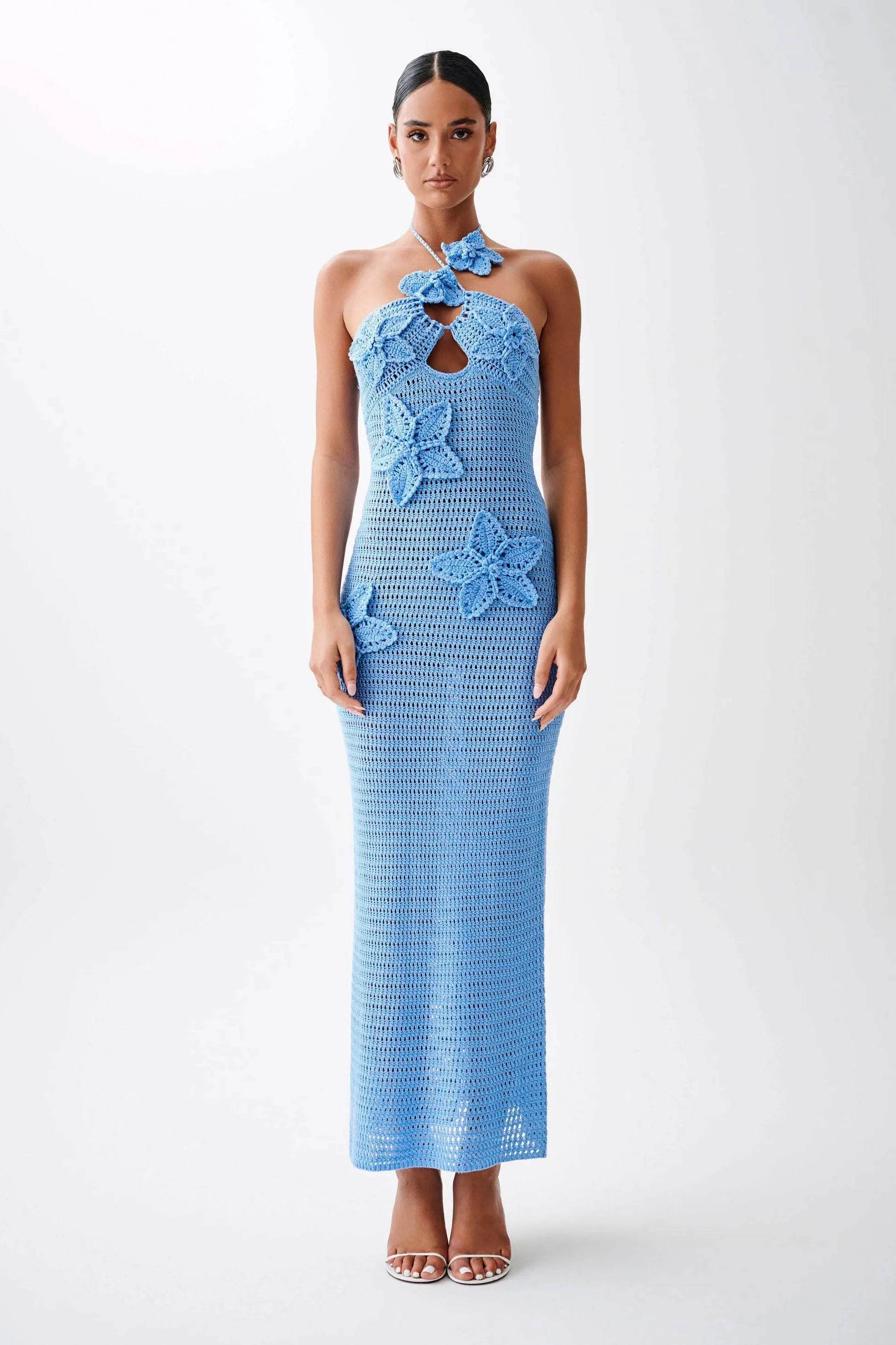 Women’s Beach Dresses Sexy Backless Knitted Long Dress Star Crochet Maxi Dresses 2024 Summer Women Beach Wear - P12 Hub Europe