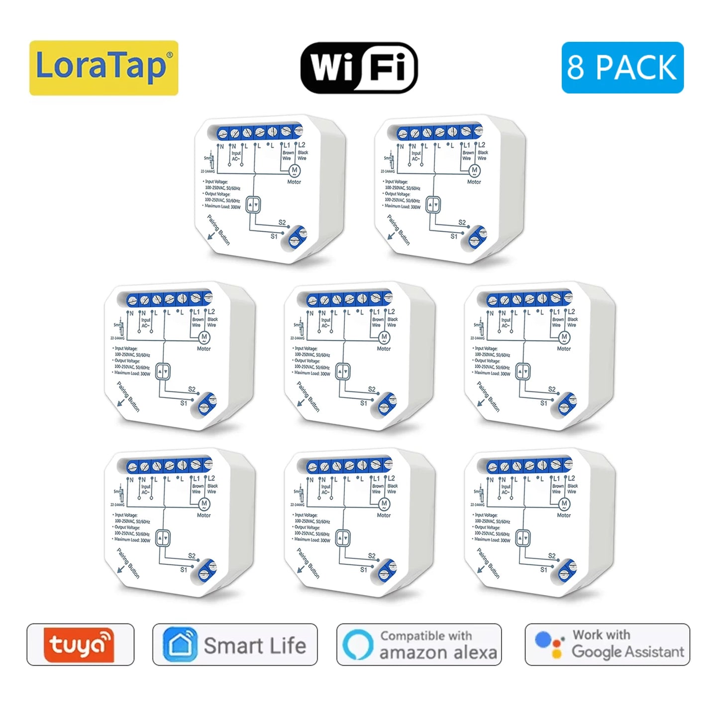 Tuya Smart Life WiFi Curtains Switch Connected Roller Shutters Control Blinds Motor Google Home Alexa Electric Window LoraTap