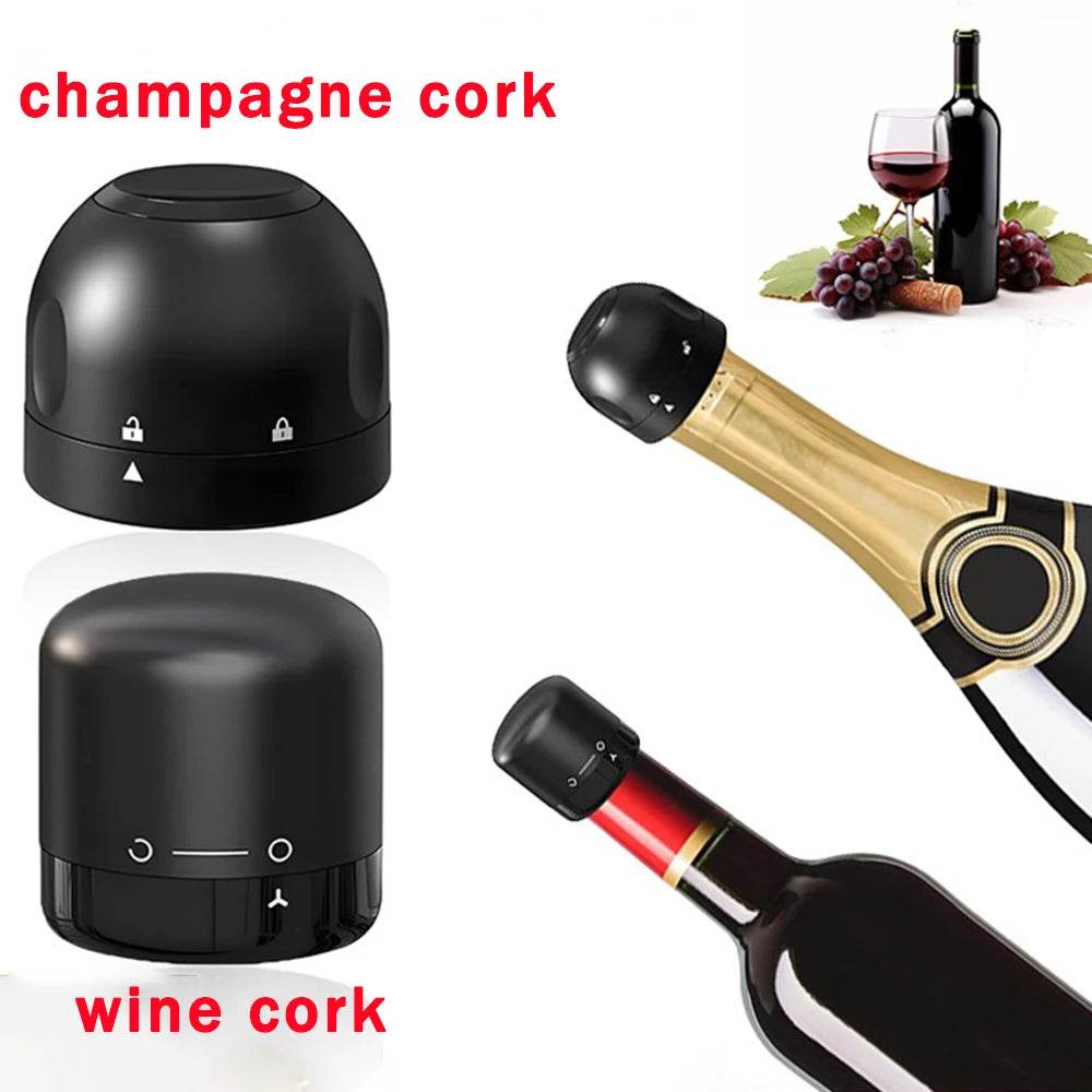 Vacuum Red Wine Champagne Stopper Rotating Lock Bottle Stopper Sparkling Wine Sealing Plug Household Red Wine Cork Bar Tool - P12 Hub Europe