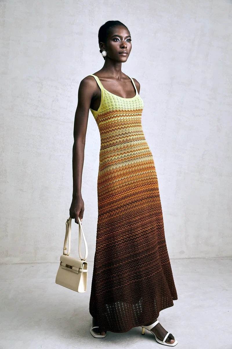 Knit Sleeveless Long Dress - Elegant Boho Chic - P12 Hub Europe