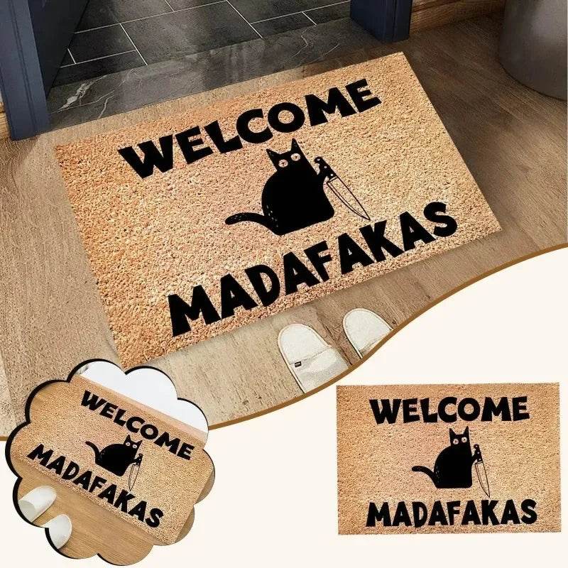 VIKAMA Upgraded Material Black Cartoon Cat Moving Thickened Doormat Living Room Bedroom Kitchen Bathroom Carpet Home Decor - P12 Hub Europe