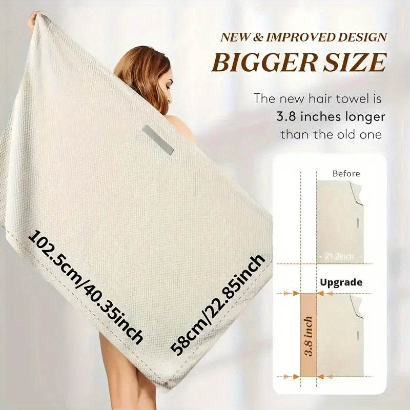 Large Solid Color Water Absorbent Hair Drying Towel Microfiber Hair Towel Wrap With Elastic Strap Soft Quick Drying Towel - P12 Hub Europe