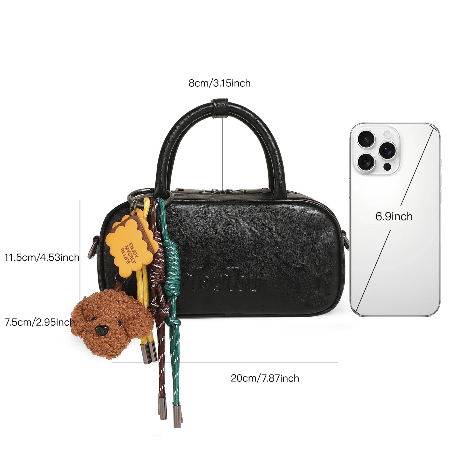 TOUTOU Boston Bowling Bag Imitation Plant Tanning Autumn Single Shoulder Handheld Crossbody Mini Purse for Women Christmas Gift