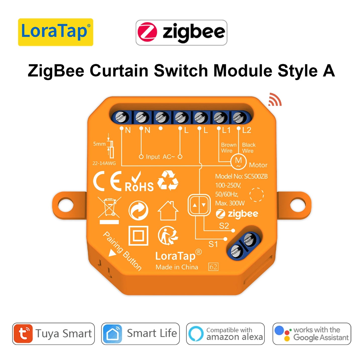 LoraTap Tuya WiFi ZigBee Curtain Blinds Module Switch Roller Shutter Motor Smart Life App Remote Control by Alexa Google Home