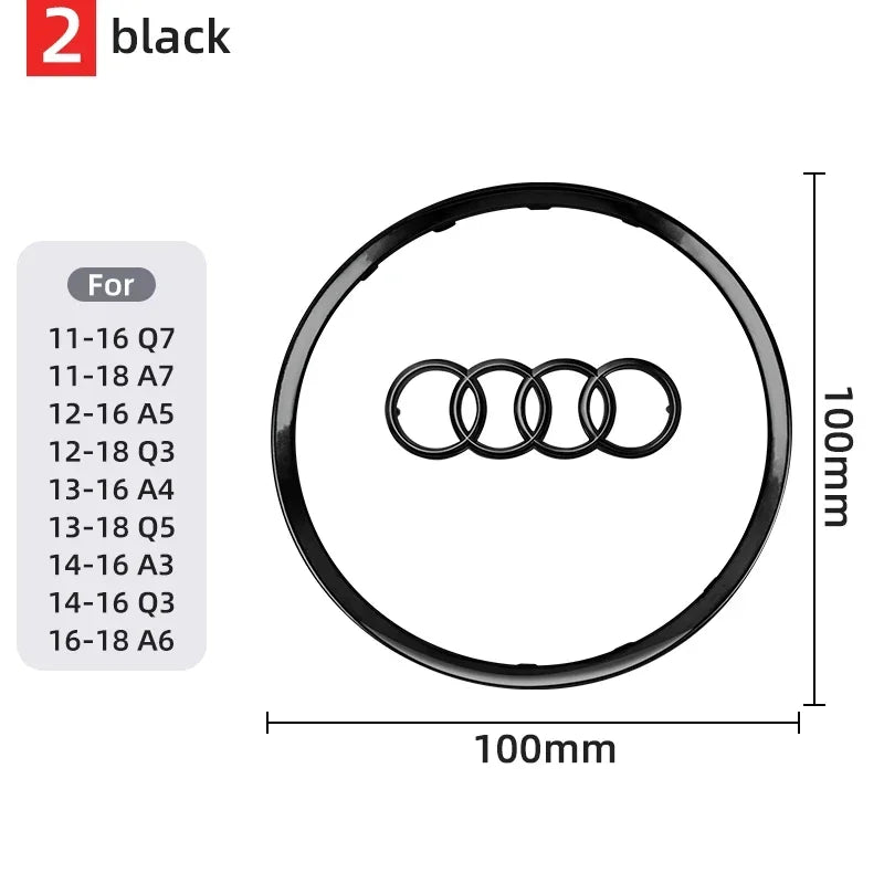 For Audi A3 A4 B8 8P B9 8V A5 A6 C7 A7 Q3 Q5 Q7 Automobile Steering Wheel Logo Bright Frame Strip Electroplated Car Logo Sticker