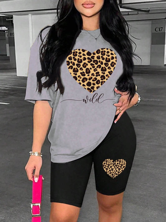 Leopard Heart Cartoon Shorts Set - P12 Hub Europe