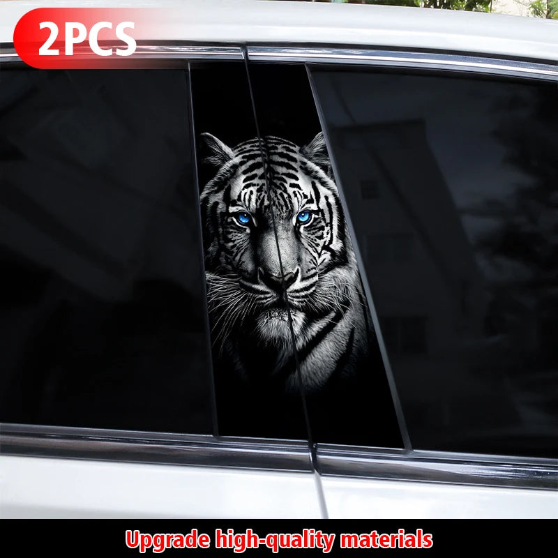 2pcs Wolf Car B-Pillar Stickers DIY Animal-Shaped Car Center Pillar Stickers Vinyl Waterproof Car Door Pillar Stickers