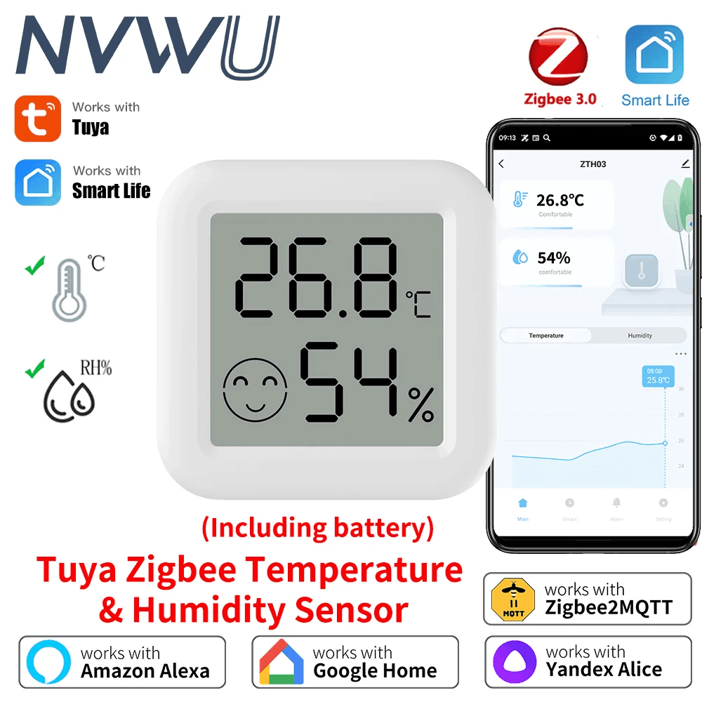 Temperatura and Humidity SensorZigbee Smart Life, Alerts - P12 Hub Europe