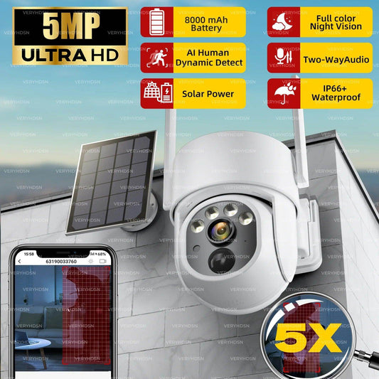 Solar Security Camera Wireless 5MP PTZ Battery - P12 Hub Europe