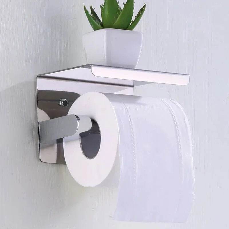 Stainless Steel Bathroom Paper Holder Toilet Roll Holder No Drilling Wall Mount WC Paper Phone Holders Home Paper Towel Holder - P12 Hub Europe