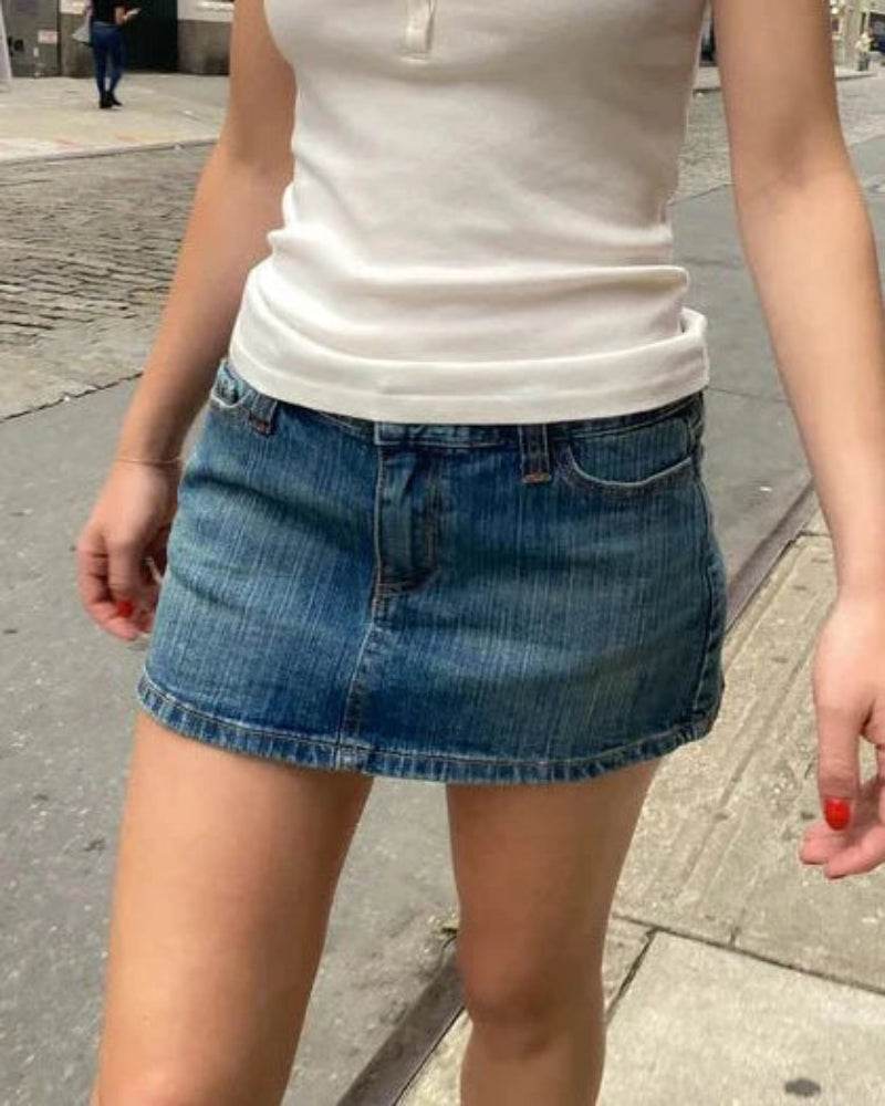 Women's Vintage Denim Mini Skirt - P12 Hub Europe