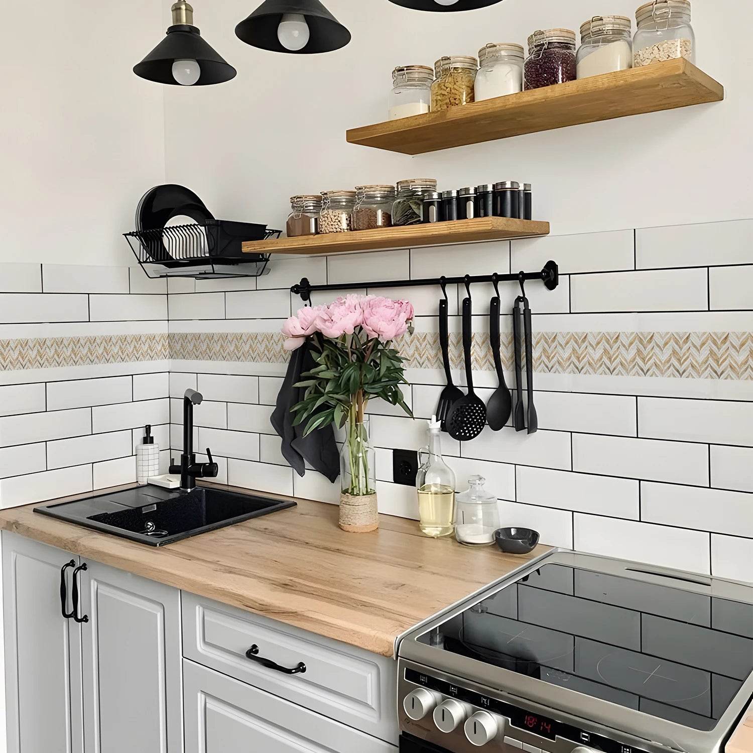 41 Styles Baseboard Stickers Waterproof Peel & Stick Waistline Wall Sticker Floor Border Sticker For Kitchen Bathroom 10x200cm - P12 Hub Europe