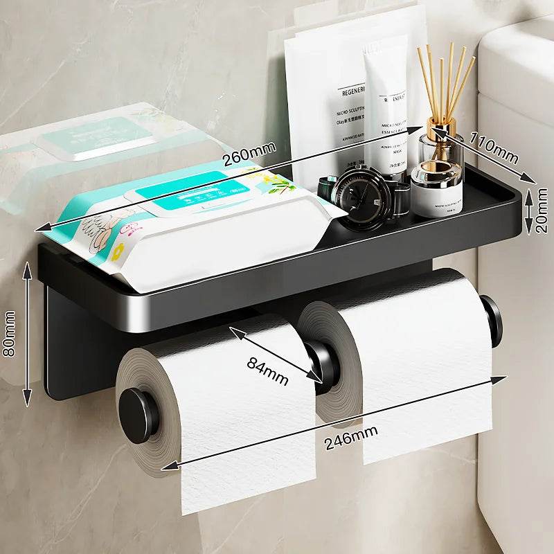 Toilet Paper Holder Wall-Mounted Aluminum alloy Toilet paper holder tissue rack Bathroom tissue holder Bathroom Accessories - P12 Hub Europe