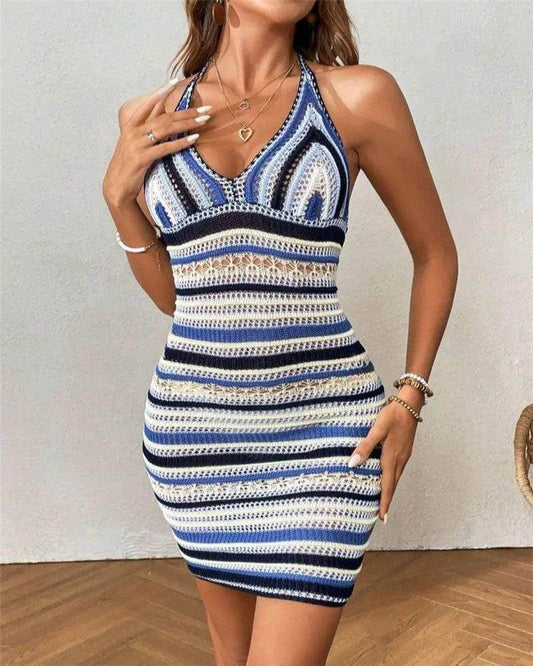 Halter Backless Knit Mini Dress Sexy Summer - P12 Hub Europe