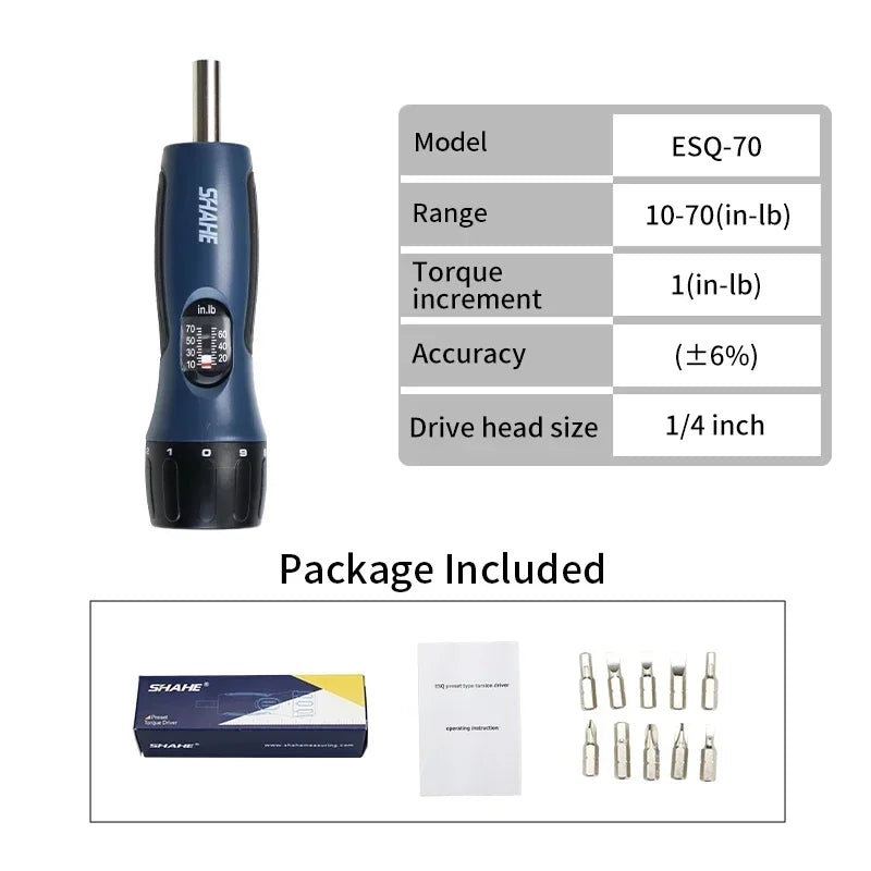 SHAHE Torque Screwdriver, 10-70 Inch Pounds Torque Screwdriver Set for Maintenance, Tools, Bike Repair and Scope Mounting