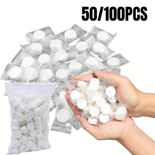 50/100PCS White Compressed Towels Portable Disposable Mini Face Towels Suitable for Outdoor Travel Barbecue Outdoor Camping - P12 Hub Europe