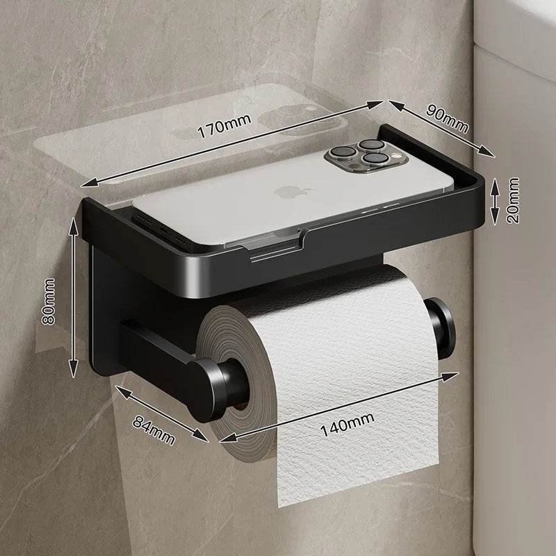 Aluminum Alloy Toilet Paper Holder WC roll Paper Holder perfume Shelf for Bathroom storage Accessories - P12 Hub Europe