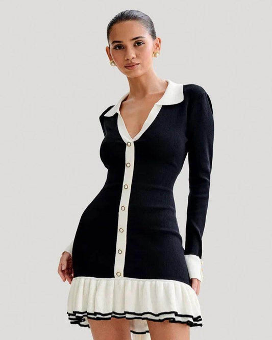 Ruffled Bow Knit Mini Dress Backless Elegant - P12 Hub Europe