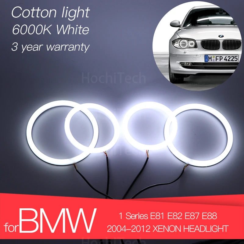 Hight Quality LED Angel Eyes Kit Cotton White Ring For BMW 1 Series E81 E82 E87 E88 2004-2012 XENON HEADLIGHT