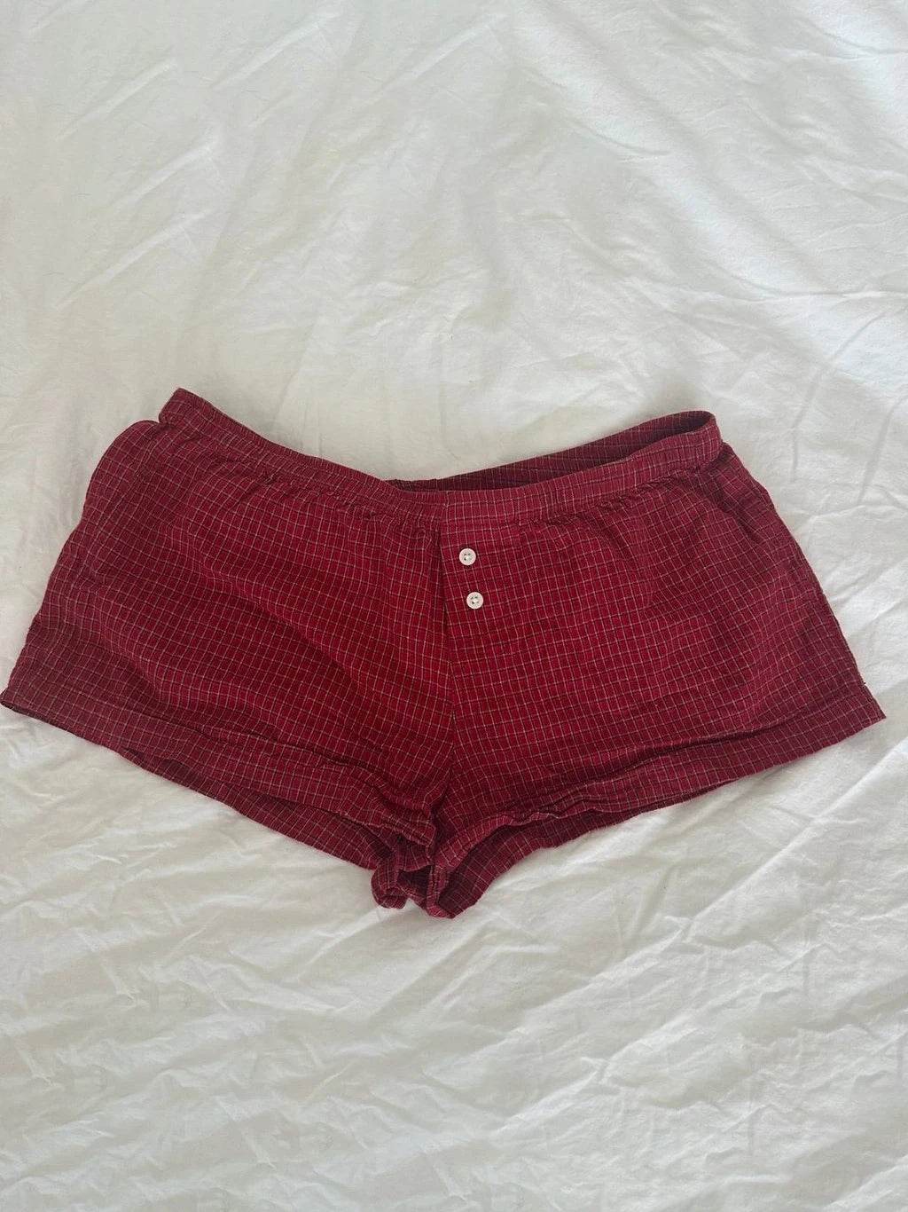 Red Plaid Puff Sleeve Shorts - P12 Hub Europe
