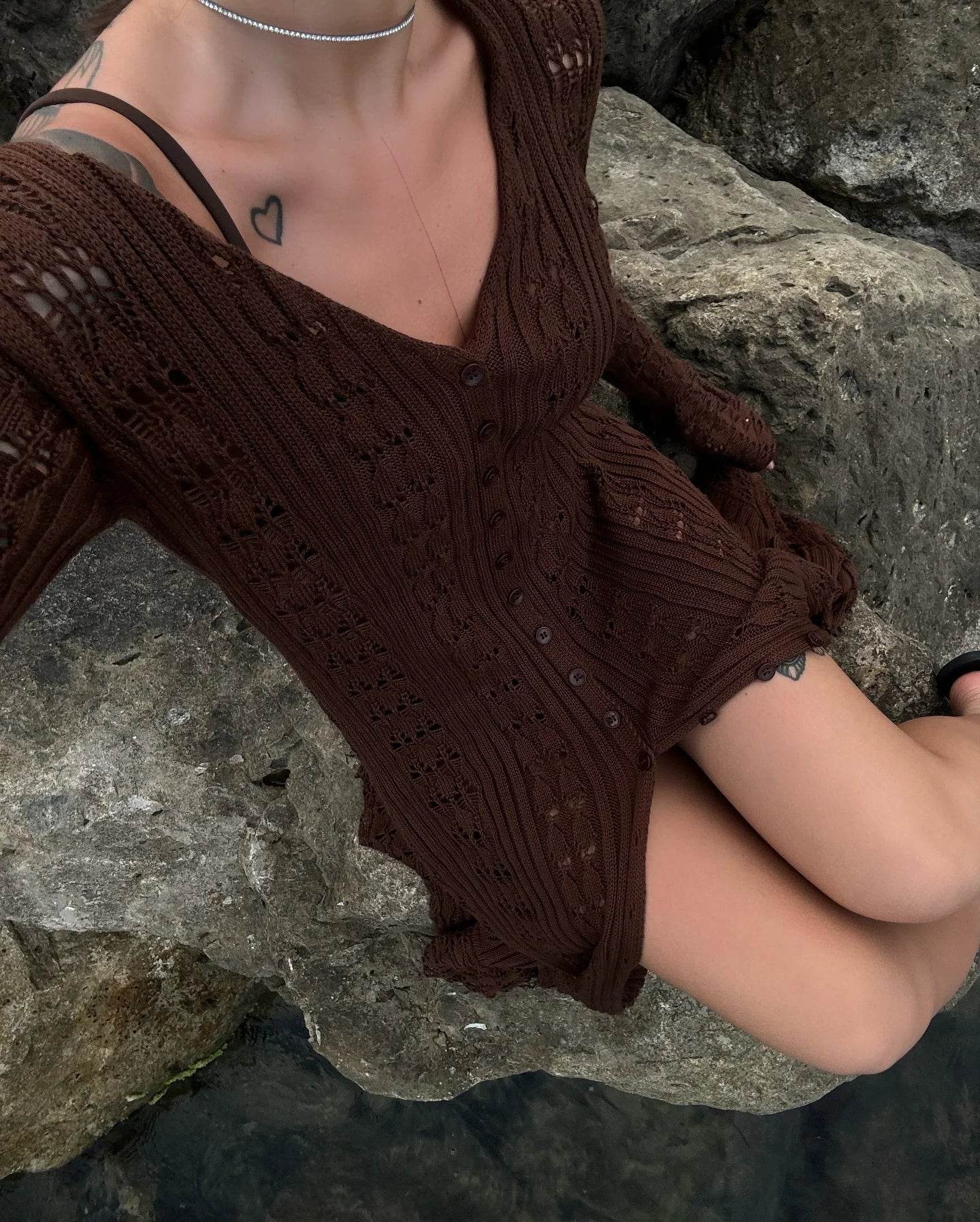 See-Through Knit Cardigan Dress - P12 Hub Europe