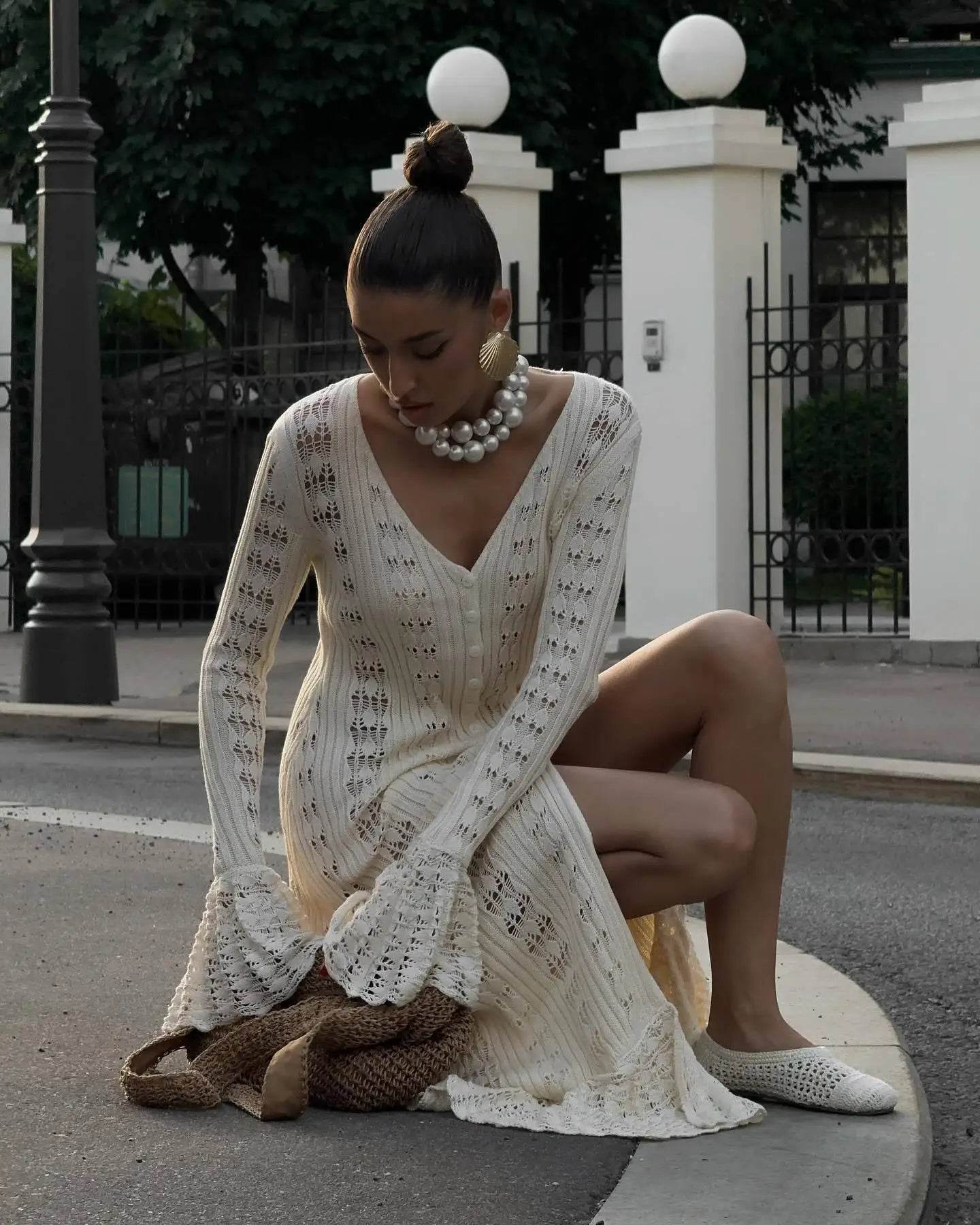 See-Through Knit Cardigan Dress - P12 Hub Europe