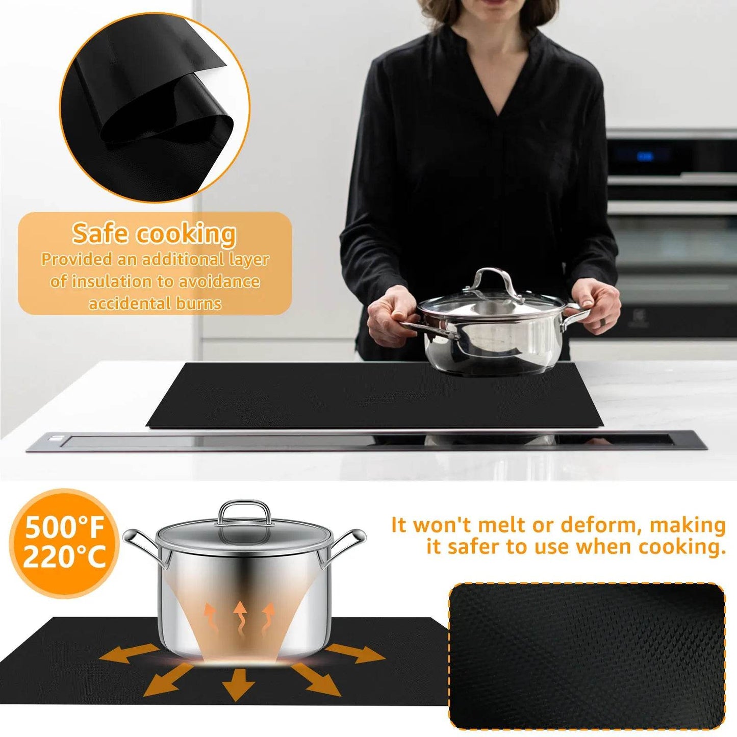 Silicone Induction Cooktop Mat Non Slip Electric Stove Cover Pad Cooktop Protector Cooking Kitchen Accessories Stove Top Cover - P12 Hub Europe