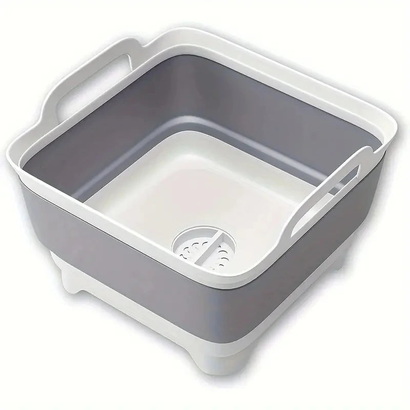 Silicone Collapsible Bucket with Drain Plug  1pc Portable Folding Basin for Camping Fishing Picnics  Large Capacity Easy Storage