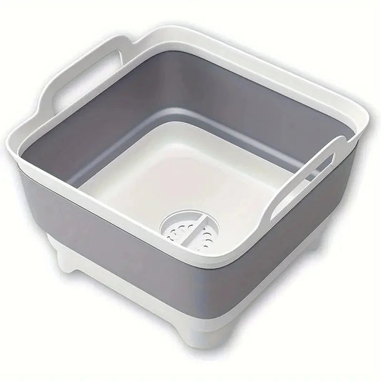 Silicone Collapsible Bucket with Drain Plug  1pc Portable Folding Basin for Camping Fishing Picnics  Large Capacity Easy Storage