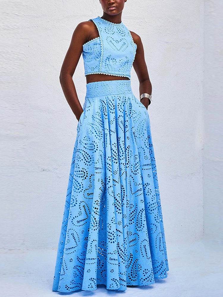 Embroidery Hollow Skirt Set - P12 Hub Europe