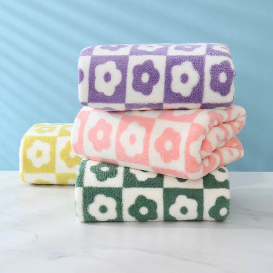 35x75cm Flower Pattern Coral Velvet Absorbent Quick Drying Face Towel Soft Adults Face Hand Towel Bathroom Microfiber Bath Towel - P12 Hub Europe