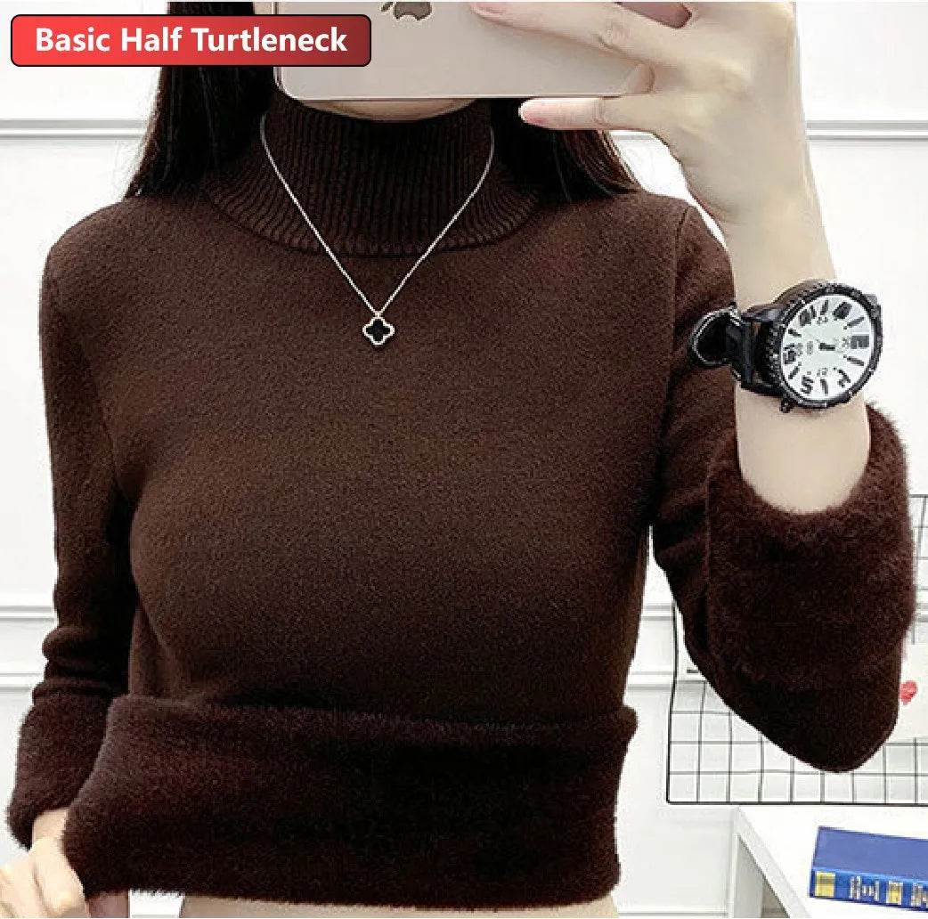 Elegant Velvet Lined Turtleneck Sweater - P12 Hub Europe