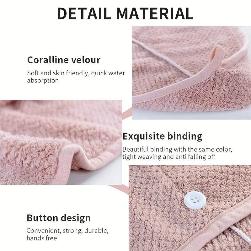 Hair Dry Turban Towel Wraps Solid Color Dry Hair Cap Quick Drying Towel Unisex Soft Bath Head Wraps - P12 Hub Europe