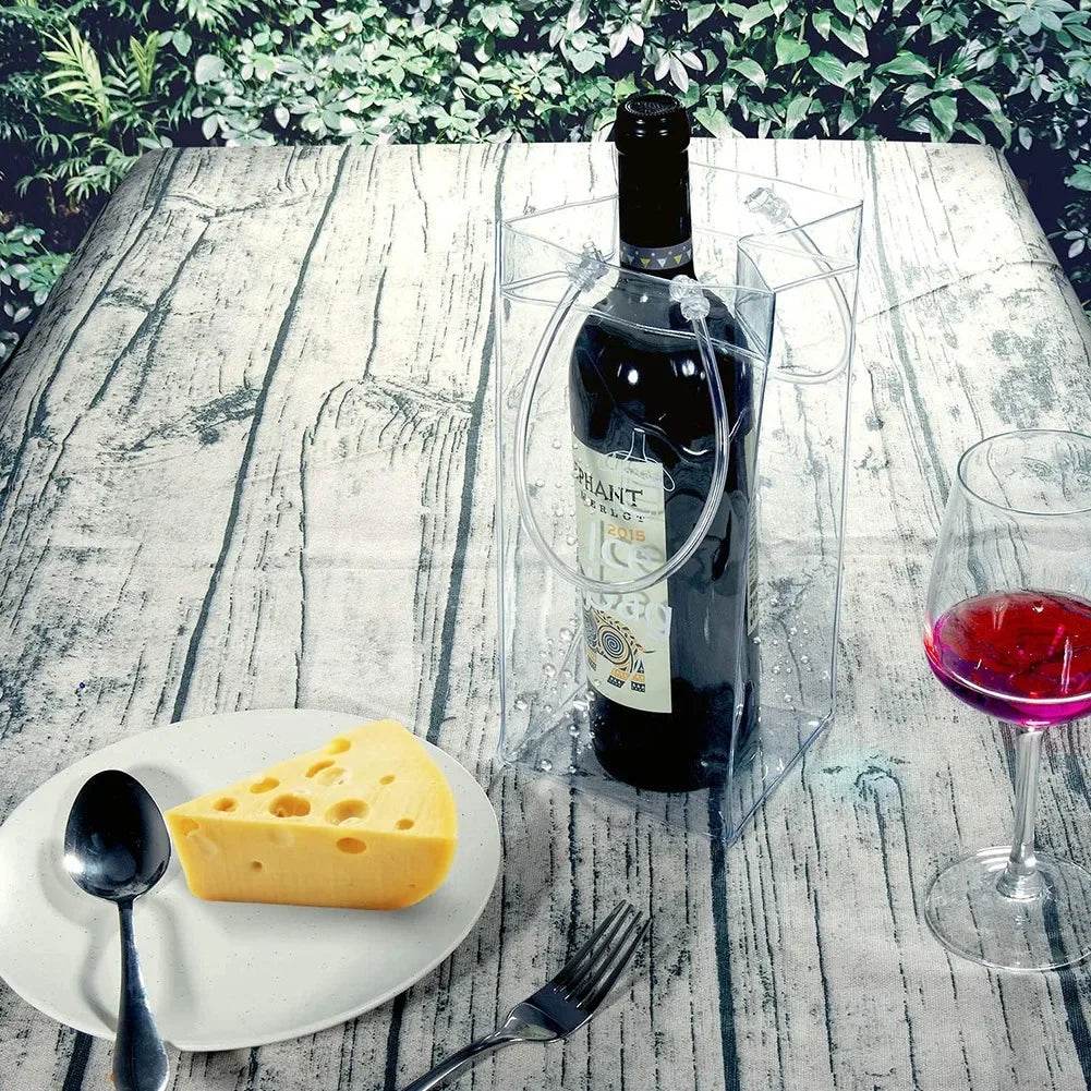 Ice Wine Bags PVC Anti-leakage Ice Bag Transparent Refrigerated Champagne Red Wine Bottle Whisky Eco-friendly Portable Ice Bags - P12 Hub Europe