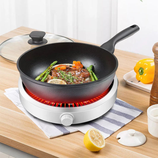 Round Smart Induction Cooker Household High Power 2200W Mini Gift Electric Hot Pot Black Microcrystalline Panel