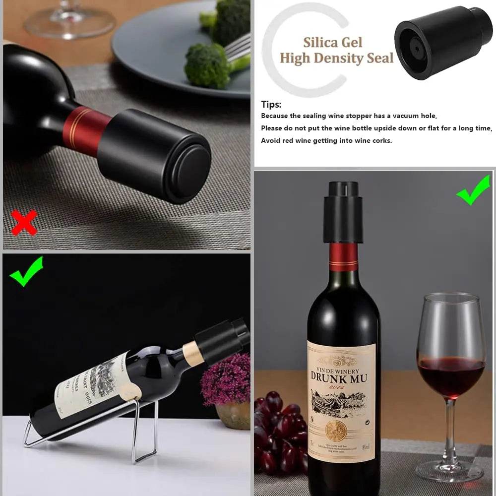 Wine Bottle Stoppers Reusable Wine Stoppers Vacuum Wine Preserver Wine Savers Vacuum Pump Corks Keep Wine Really Fresh - P12 Hub Europe