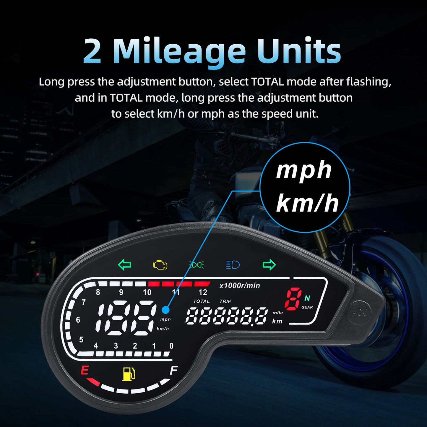 Universal Motorcycle Digital Speedometer LED Tachometer Dashboard Racer Instrument Panel with Turn Signal Light for Yamaha