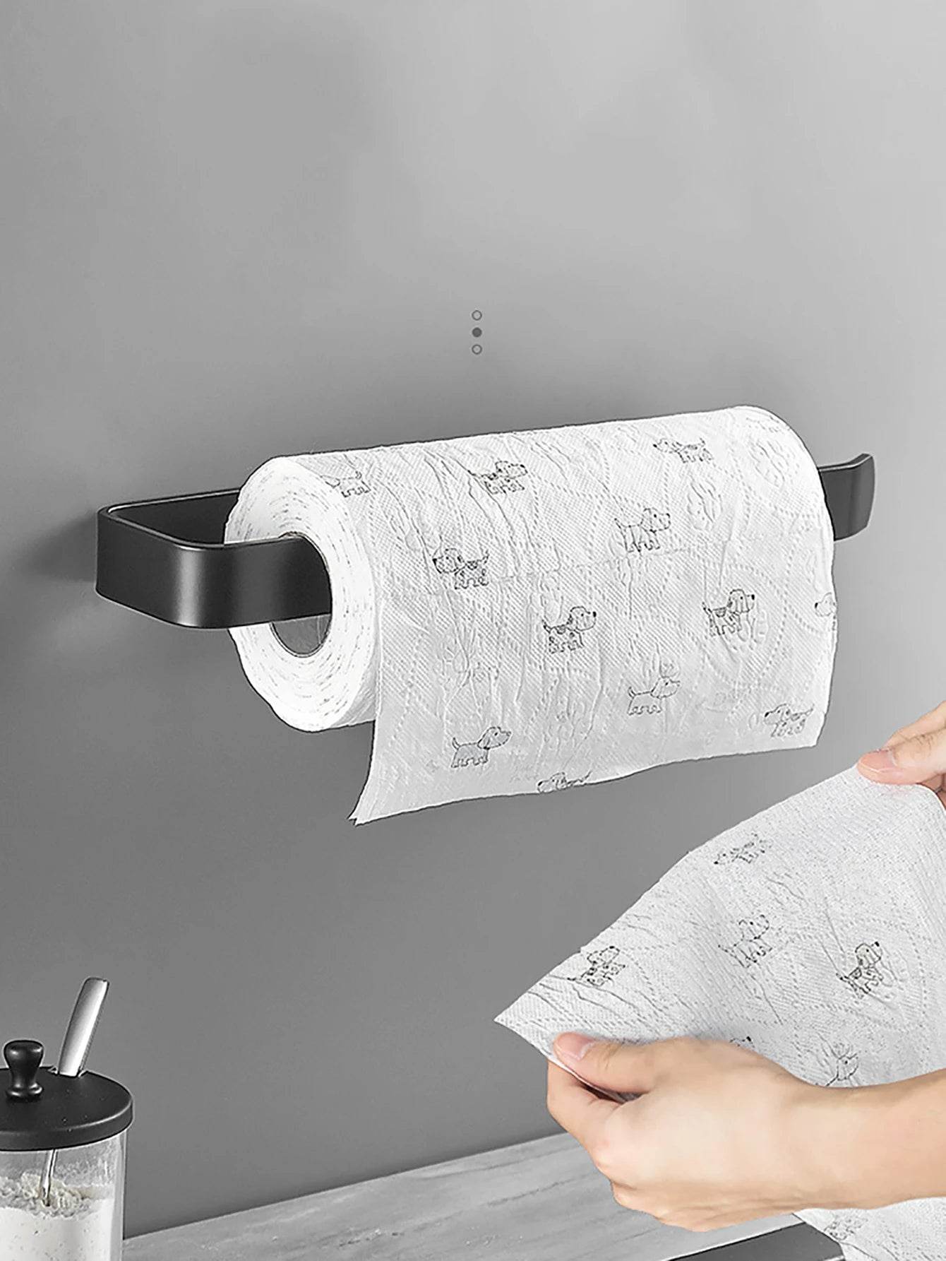 Acrylic Toilet Paper Holder Tissue Rack Wall Mounted Bathroom Kitchen Roll Holder Paper Tissue Rack Hook Modern Black Hanger - P12 Hub Europe