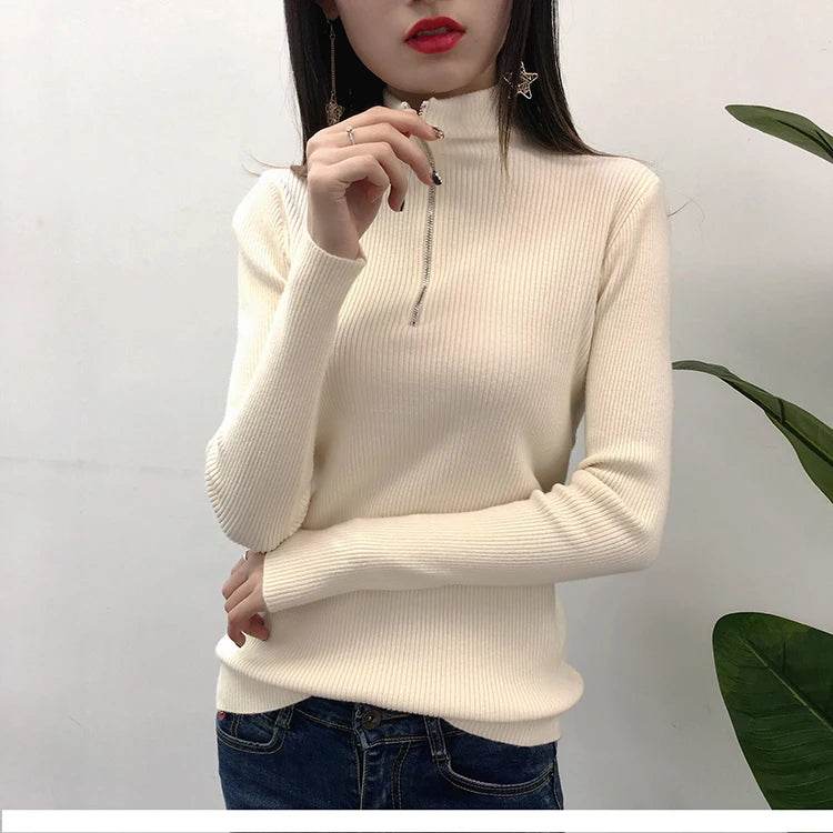 Women's Zipper Half-Neck Sweater - P12 Hub Europe