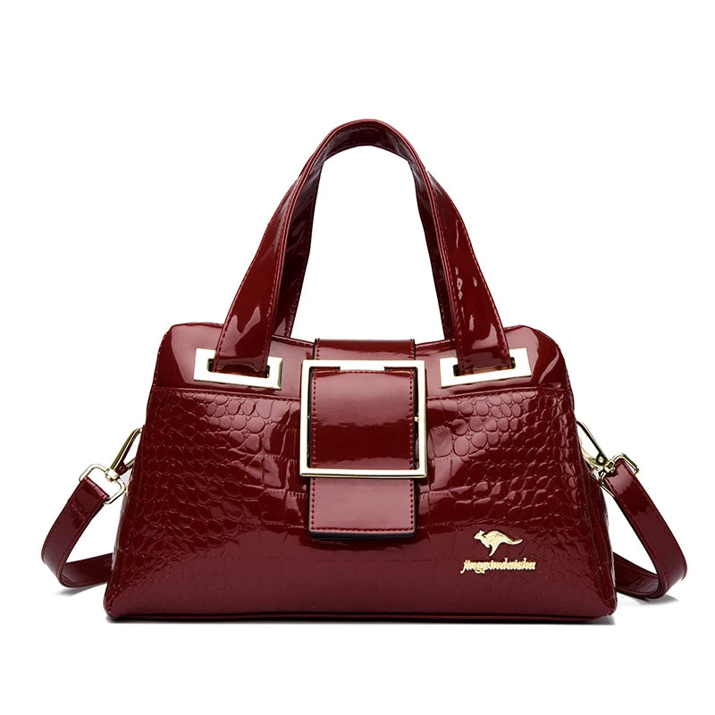 2 layer Large Capacity Tote Bag Luxury Handbags Women Bags Designer Crocodile Pattern Ladies Boston Shoulder Bag High Quality