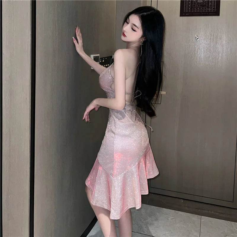 Biyaby Golden Mermaid Dress - Summer Strapless Bodycon - P12 Hub Europe