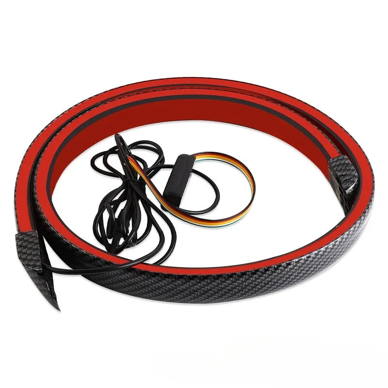 Universal Carbon Fiber Multifunction Trunk Spoilers LED Light Strip 120M Car Exterior Rear Spoiler Turn Signal Brake Lamp